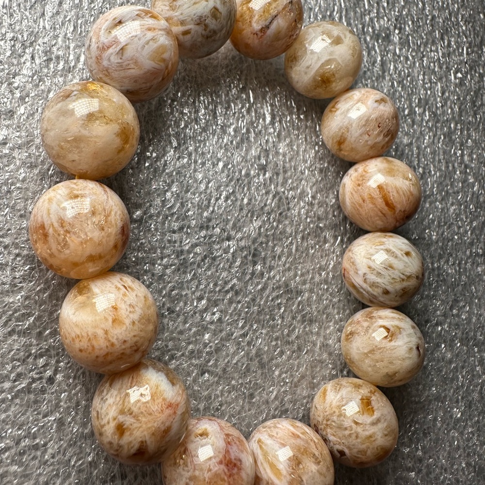 Beautiful Rare 14MM Trapiche Citrine Natural Crystal Bracelet